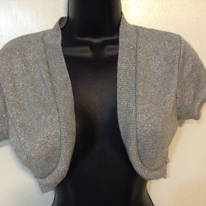 GIRLS SIZE 12 KNIT MINDED METALLIC SILVER SHRUG